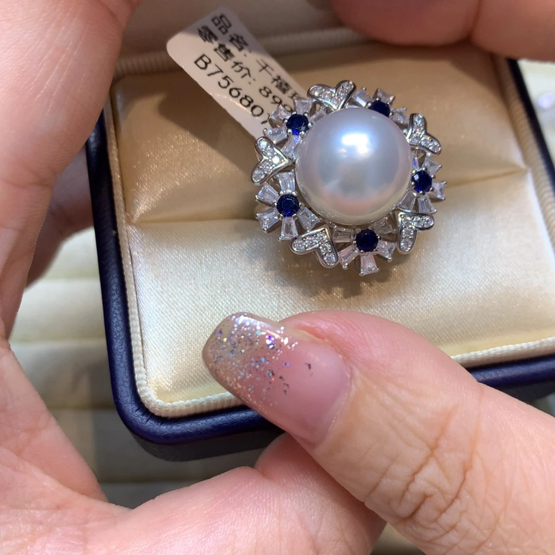 海水珍珠戒指银S925镶嵌