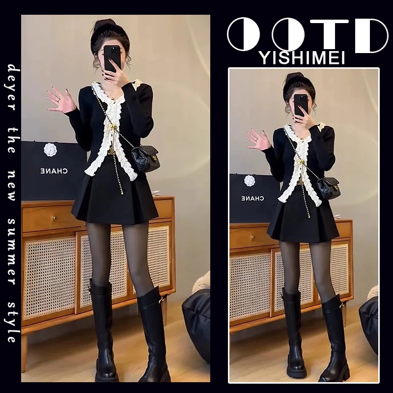 【现货】流行时尚女装一整套2025年秋季新款韩系针织毛衣短裙两件套