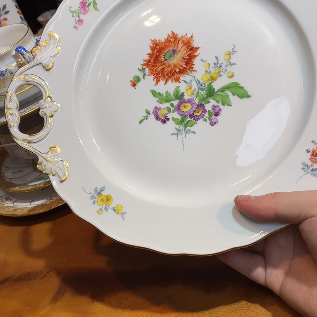 瓷片中古一等百花托盘
