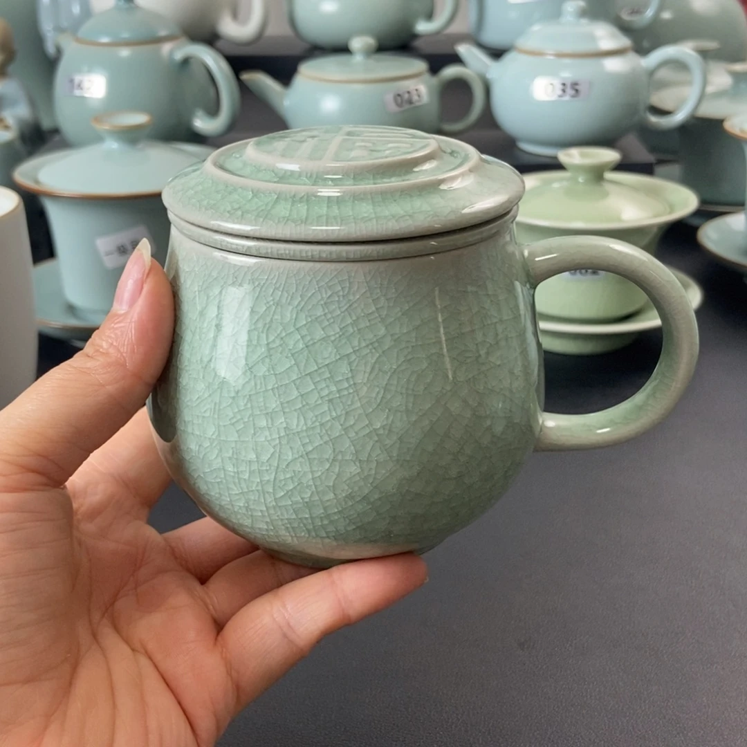 壶一级品仿古冰花釉办公杯