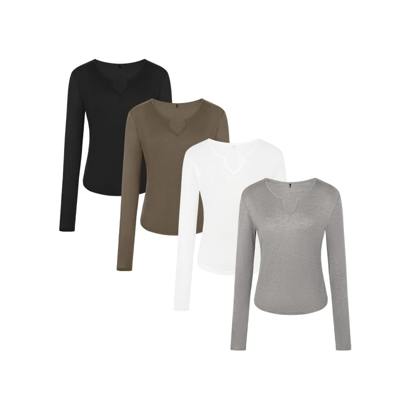 美洋MEIYANG 奶皮T恤 莱赛尔桑蚕丝混纺_水面膜简约百搭显瘦上衣U