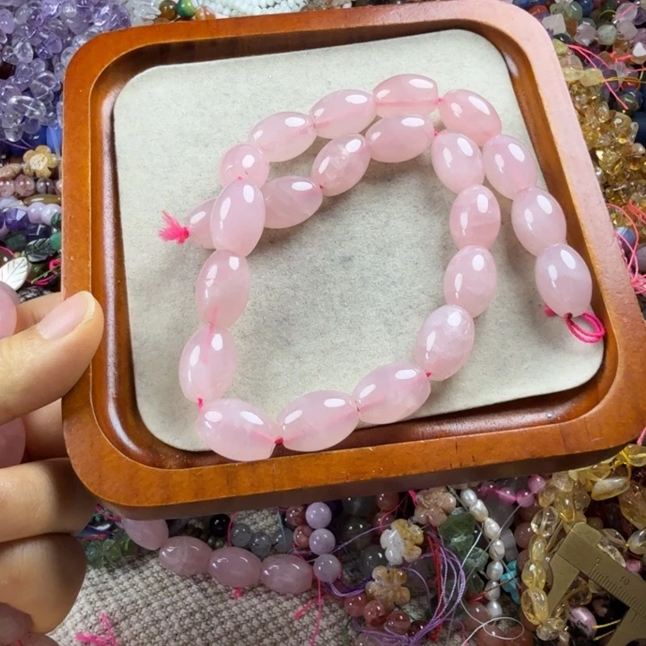 水晶珠宝半成品银S925镶嵌卡13*18枣珠一条
