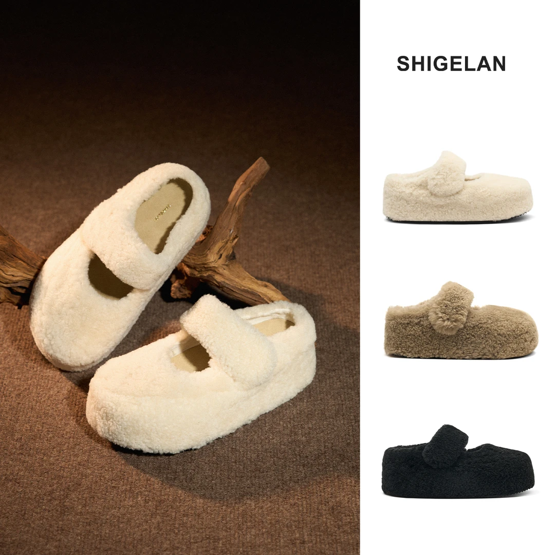 诗歌兰女鞋今年新款高级平底阔腿裤专用鞋子百搭款玛丽珍鞋2202-1