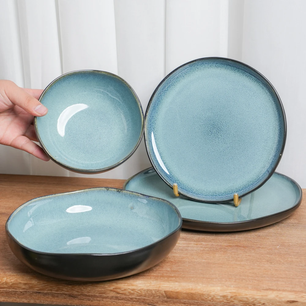 【瑕疵】云梦蓝系列釉下彩陶瓷窑变釉云梦蓝系列复古碗盘