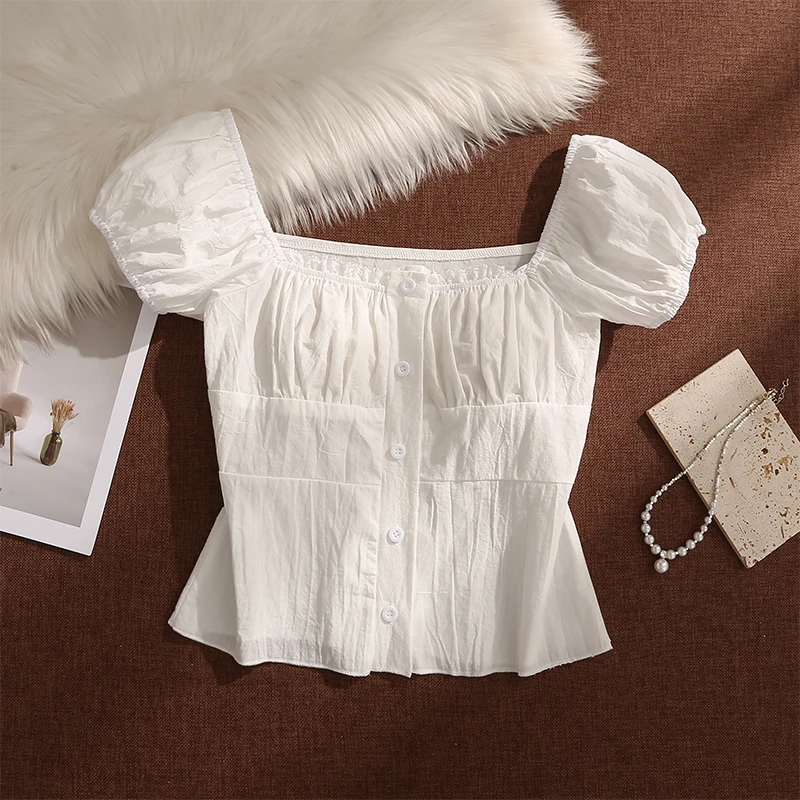 甜辣蕾丝方领泡泡袖吊带背心女夏季外穿2025新款性感美背无袖上衣