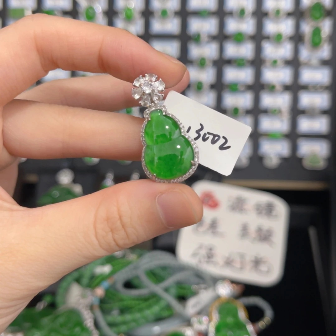 翡翠戒指银S925镶嵌厂葫芦吊坠