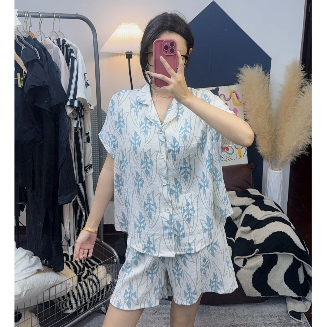 【带胸垫】2025年夏季新款天丝棉短袖简约休闲睡衣家居服套装