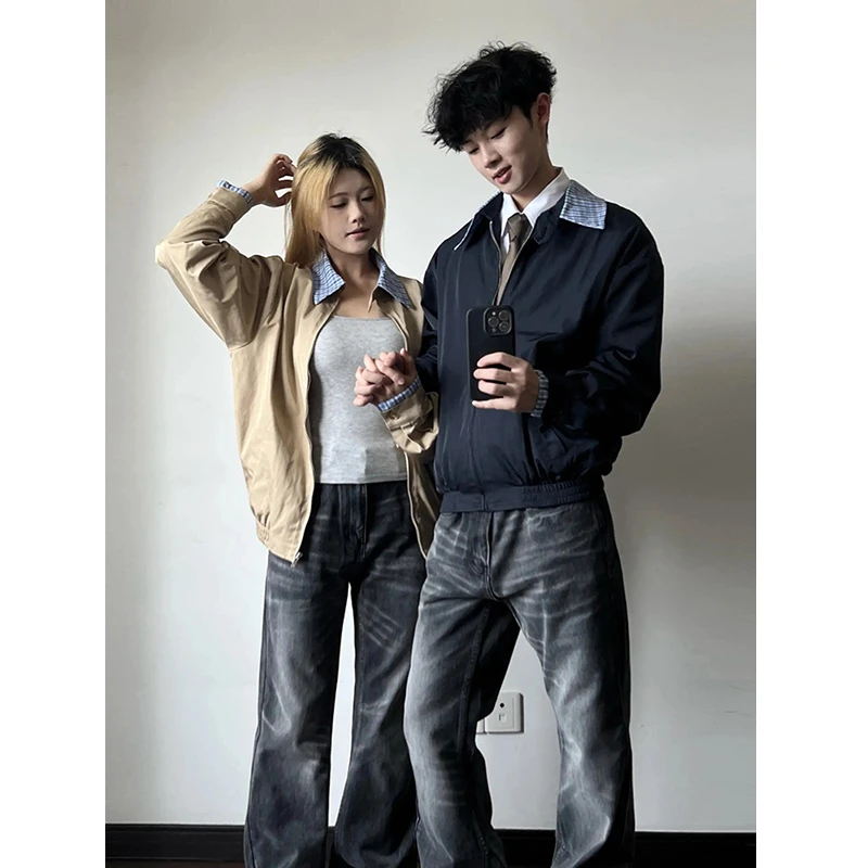 miu系高智感假两件哈灵顿夹克男女秋季高级感痞帅短款外套棒球服