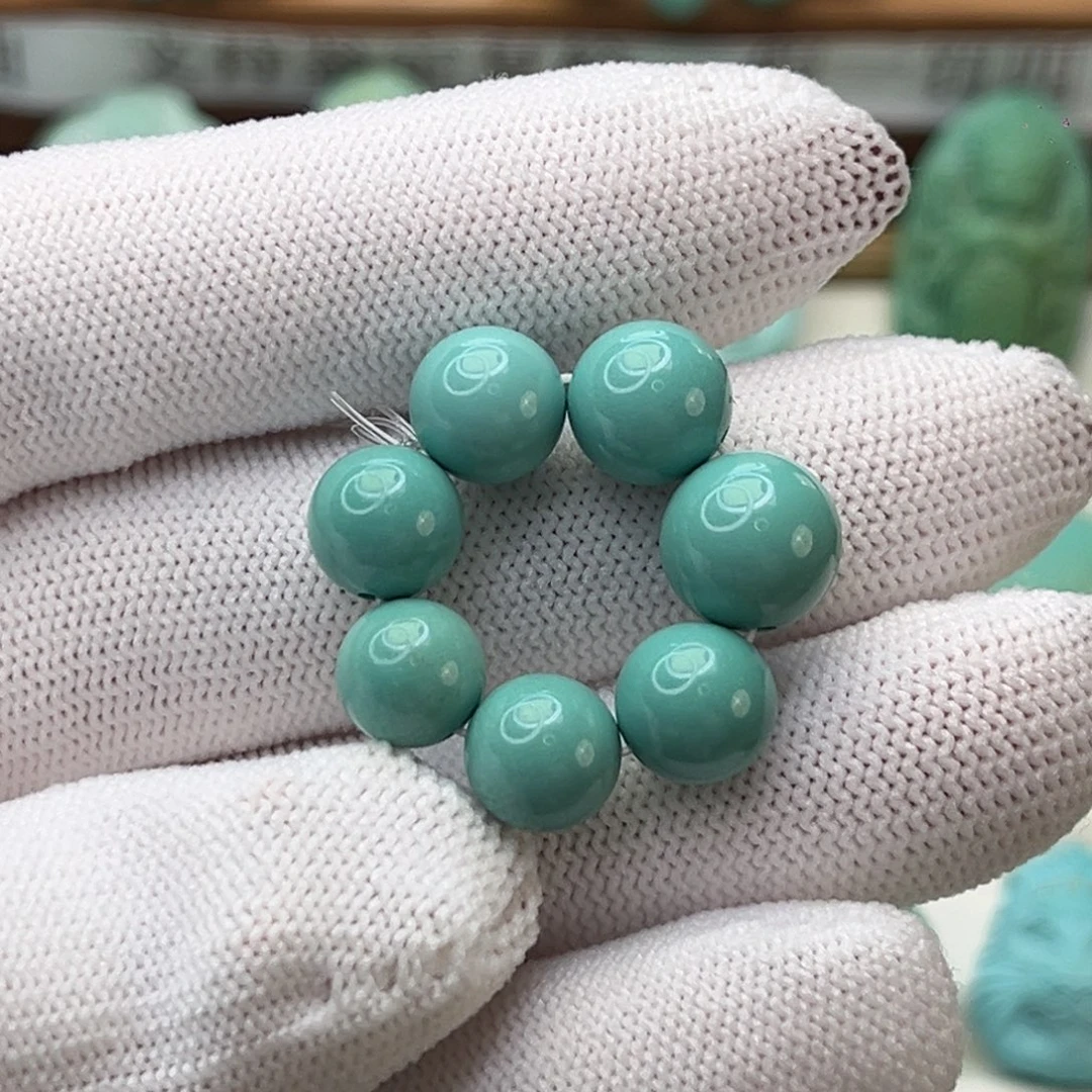 绿松石未镶嵌珠宝奇石精品圆珠8-10