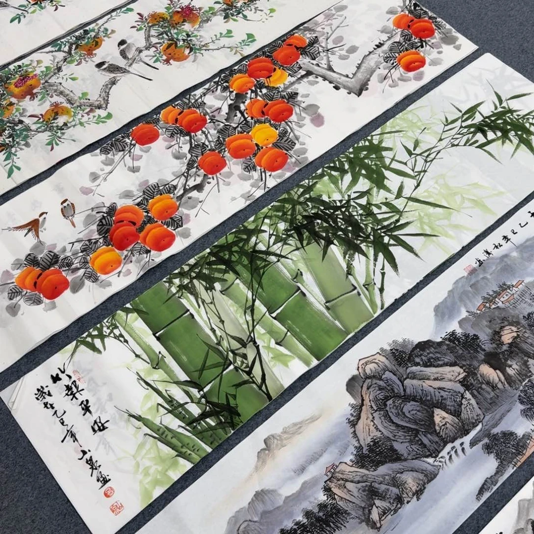 拙***国画四尺对开35X140纯手绘作品