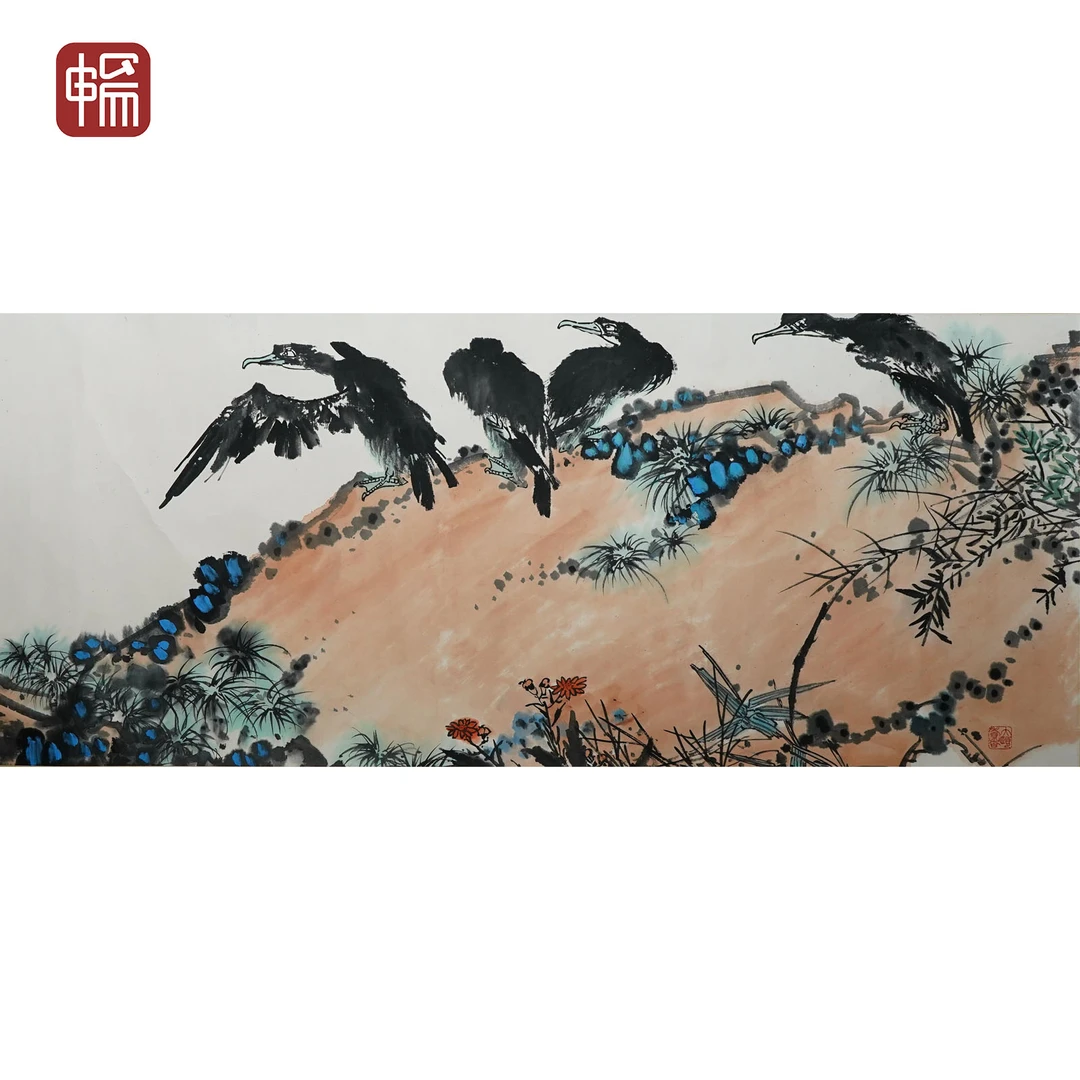 F1356《群英图》171*58（8.93）纸本镜片 FL