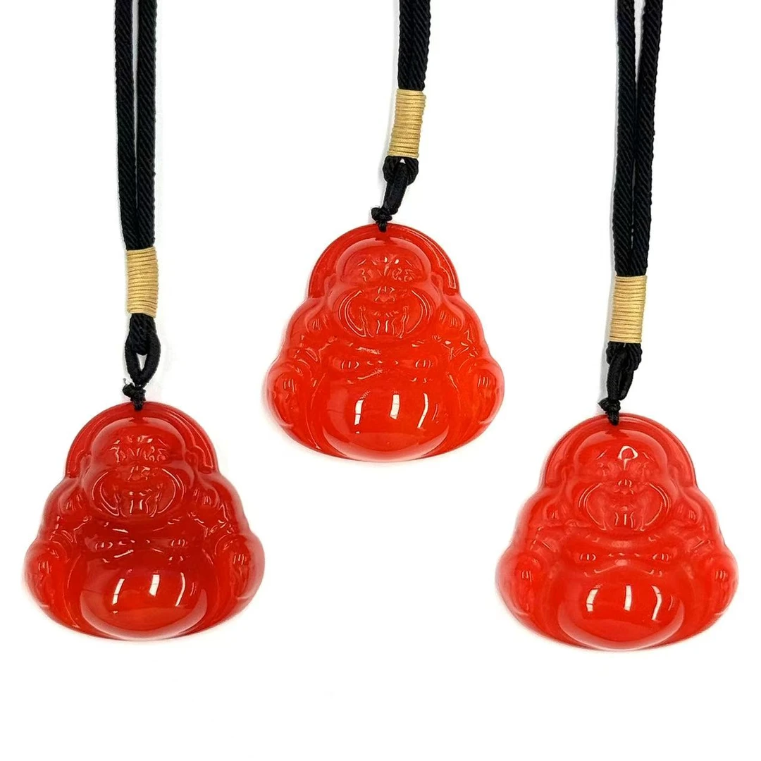 【符老板】y2394-国风红景玛瑙佛公吊坠-PJ7-赠礼盒-多样性只发一件