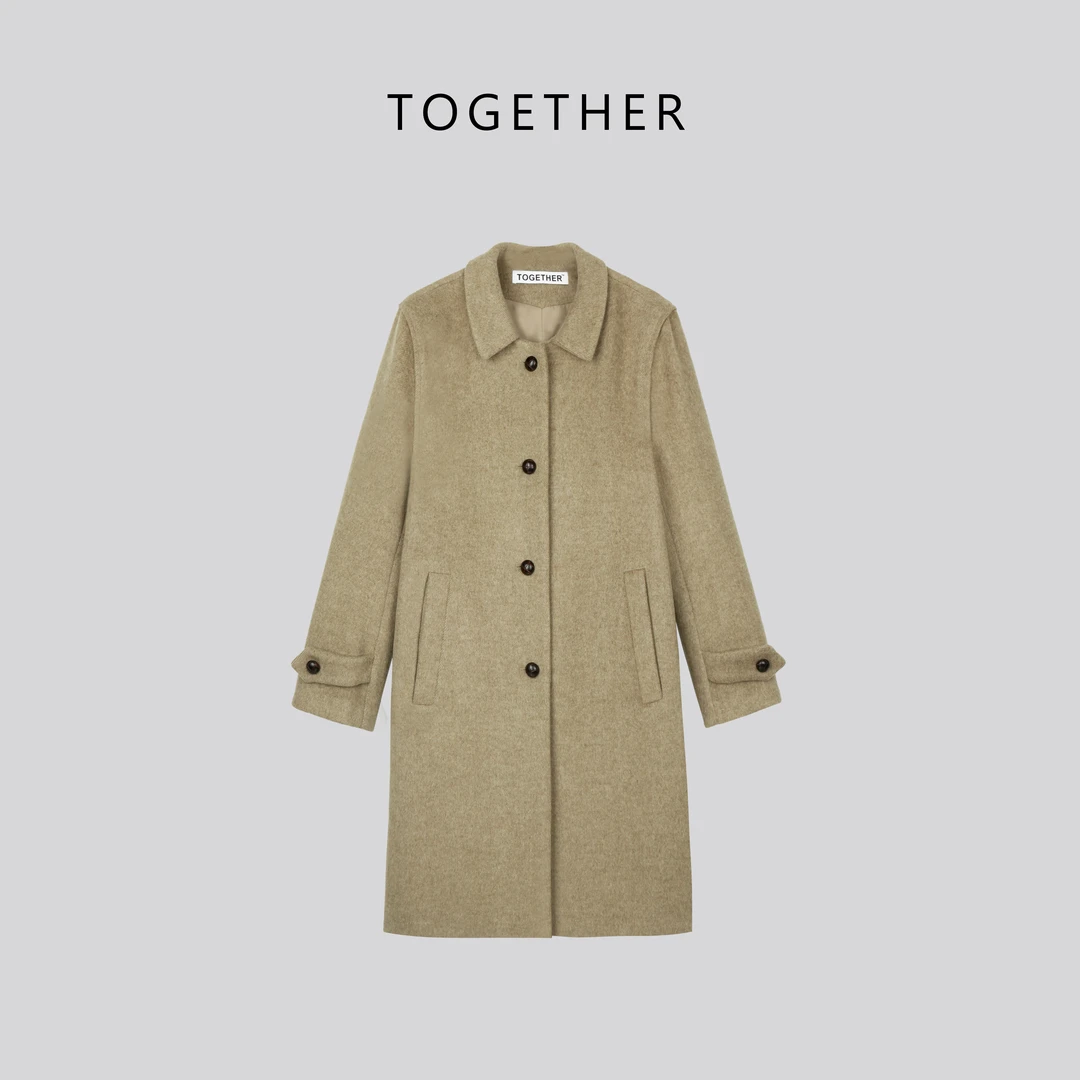 【Together】 冬季中长款单排扣高级羊毛呢大衣外套#W1121