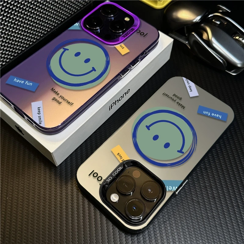 简约笑脸适用苹果16promax手机壳iPhone15硅胶14保护套17新款卡通