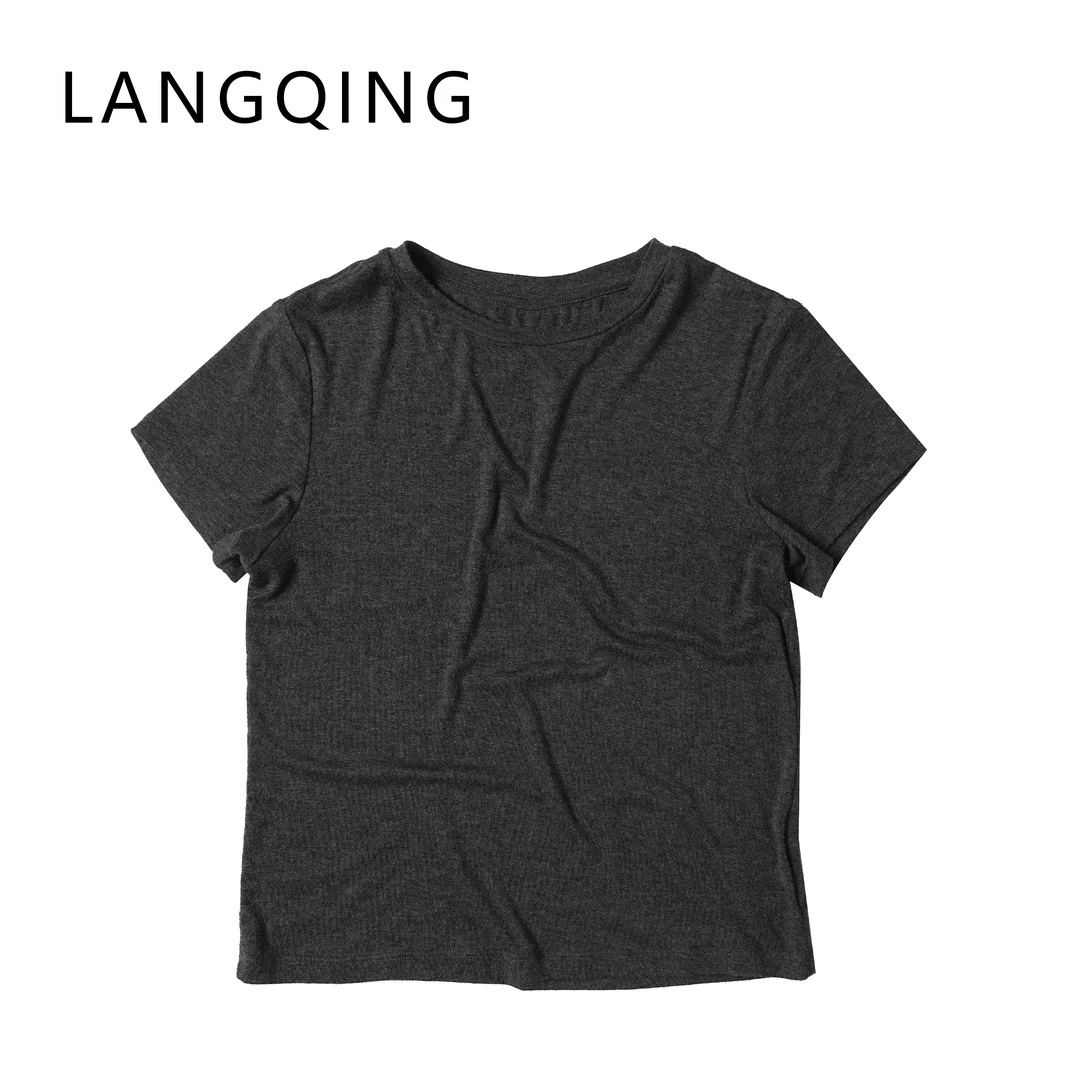 浪清/女装推荐 中峇鲁 | 复古灰小众经典T恤40154#