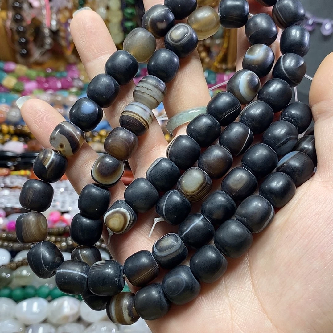 玛瑙/玉髓未镶嵌珠宝半成品磨砂玛瑙老型一条卡12mm