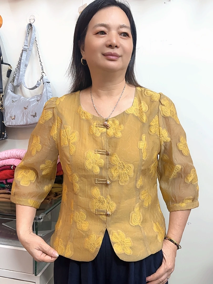 新中式七分袖衬衫女2025新款气质显瘦百搭衬衣