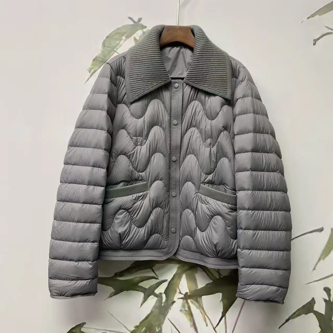 知羽.香云 针织翻领国标鹅绒艺术层次感鹅绒外套25冬新款ZY281