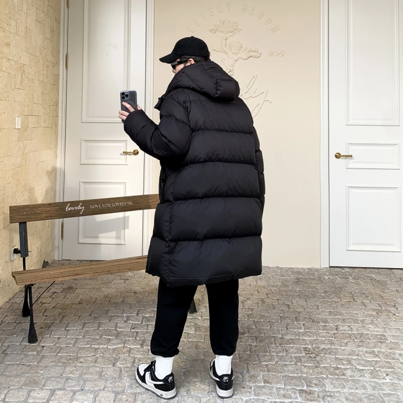 【万达清仓】羽绒服男中长款2025新款加厚连帽95白鸭绒抗寒高端保