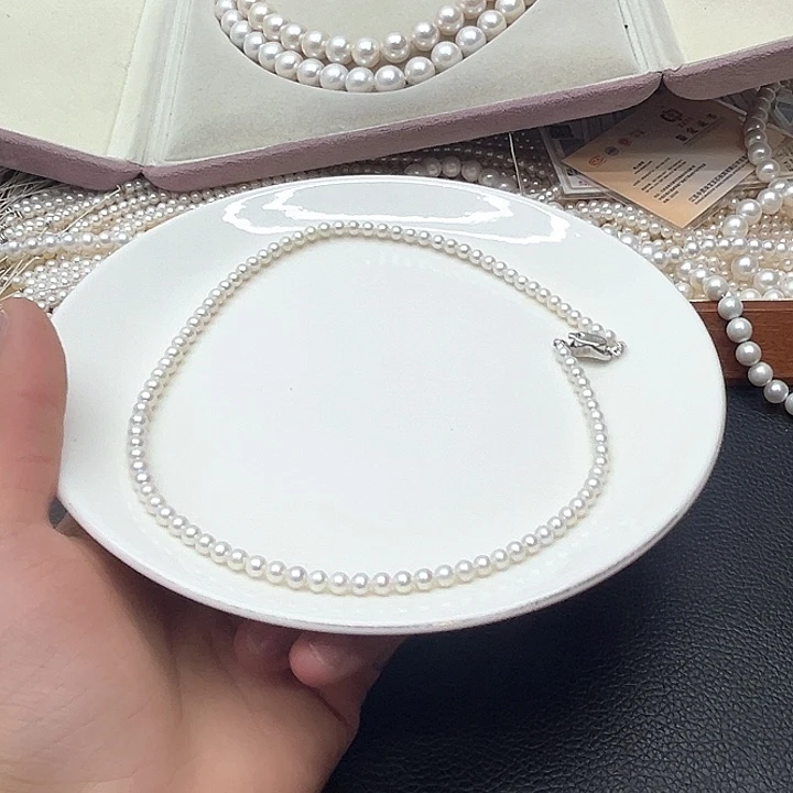 银S925镶嵌淡水珍珠天然珍珠项链21