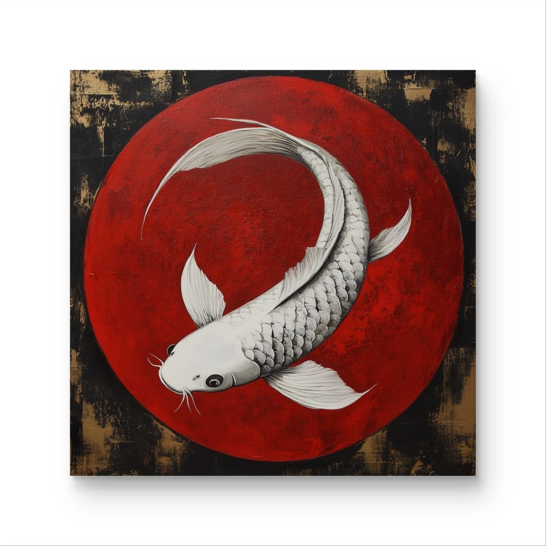 《赤鲤图》原创手绘画/50x50cm/新中式系列XZS-6