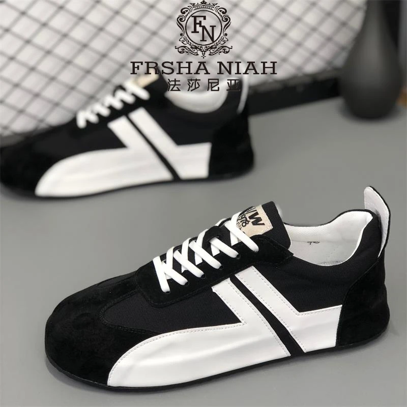 法莎尼亚潮牌真皮阿甘鞋男夏季款韩版拼色痞帅运动鞋男士透气休闲