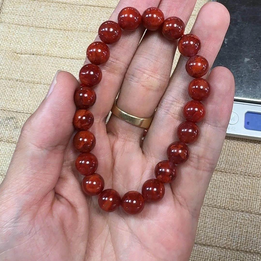 未镶嵌手链南红玛瑙手串原矿南红高品质爆花火焰纹牛血红9加