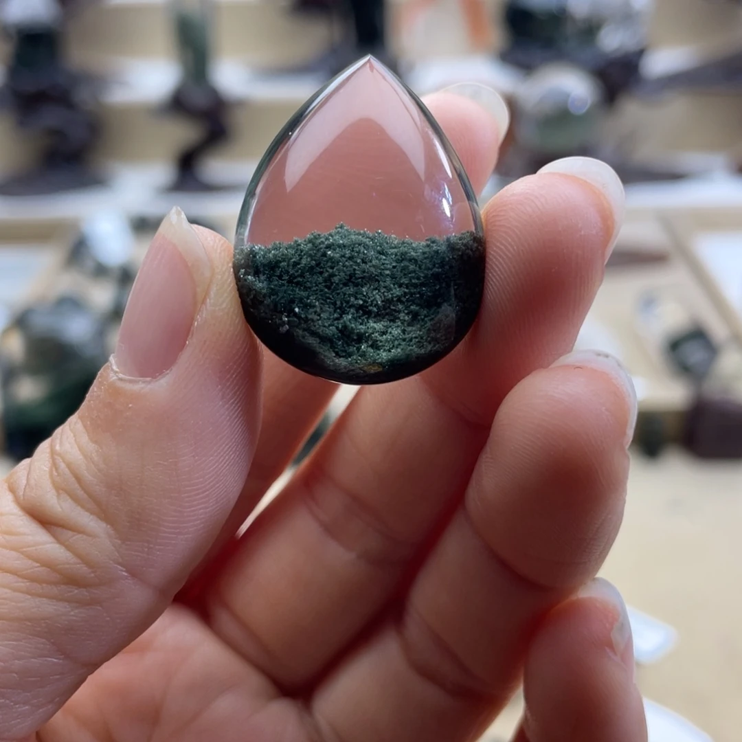 未镶嵌颈饰水晶绿幽灵聚宝盆水滴