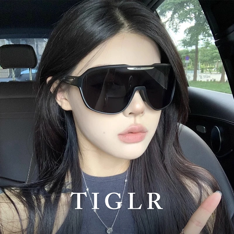 帝格勒户外运动骑行太阳眼镜女黑色大框墨镜高级感登山防风护目镜