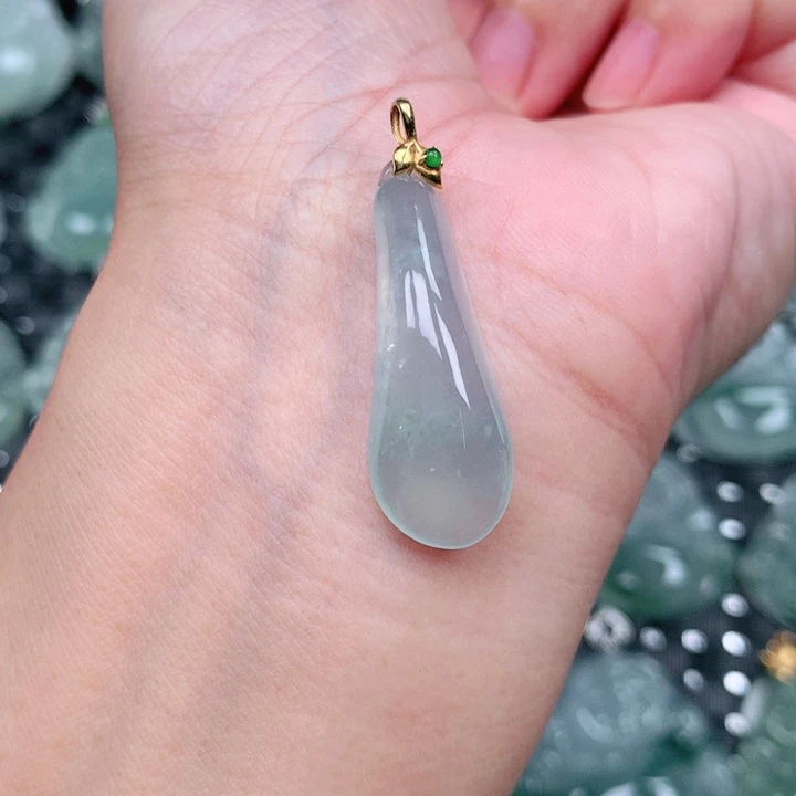 吊坠(不含链)18K金镶嵌翡翠