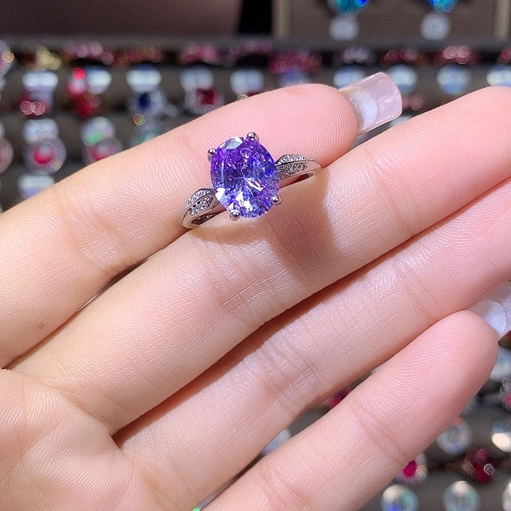 银S925镶嵌戒指碧玺白810