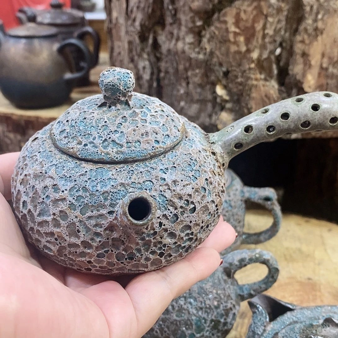 志野柴烧古喜茶器