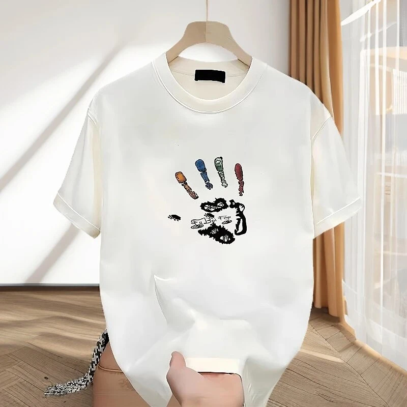 仓石一树港风印花短袖t恤男夏季潮流宽松痞帅百搭纯棉高级感男装