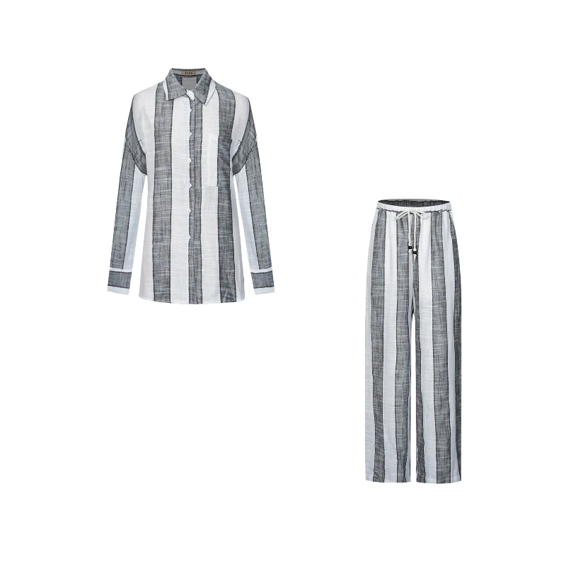 【彤姐原创】秋季休闲风时尚女士衬衫上衣+裤子套装LZD25210