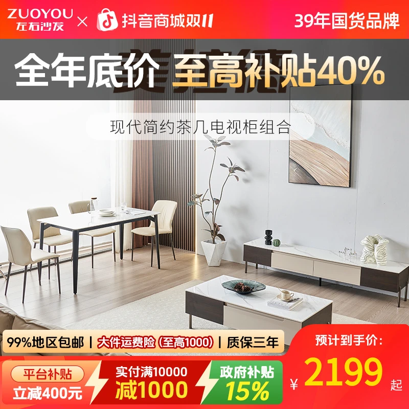 左右现代轻奢简约小户型客厅家用茶几客厅电视柜DCJ7005