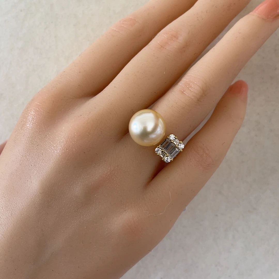 海水珍珠戒指银S925镶嵌11.9