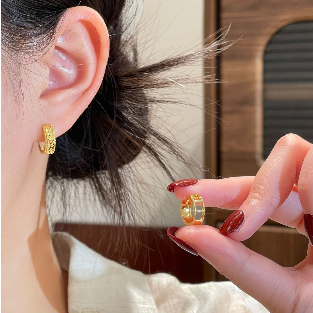 法式高级感菱形纹素款耳钉小众气质轻奢时尚耳饰R2456