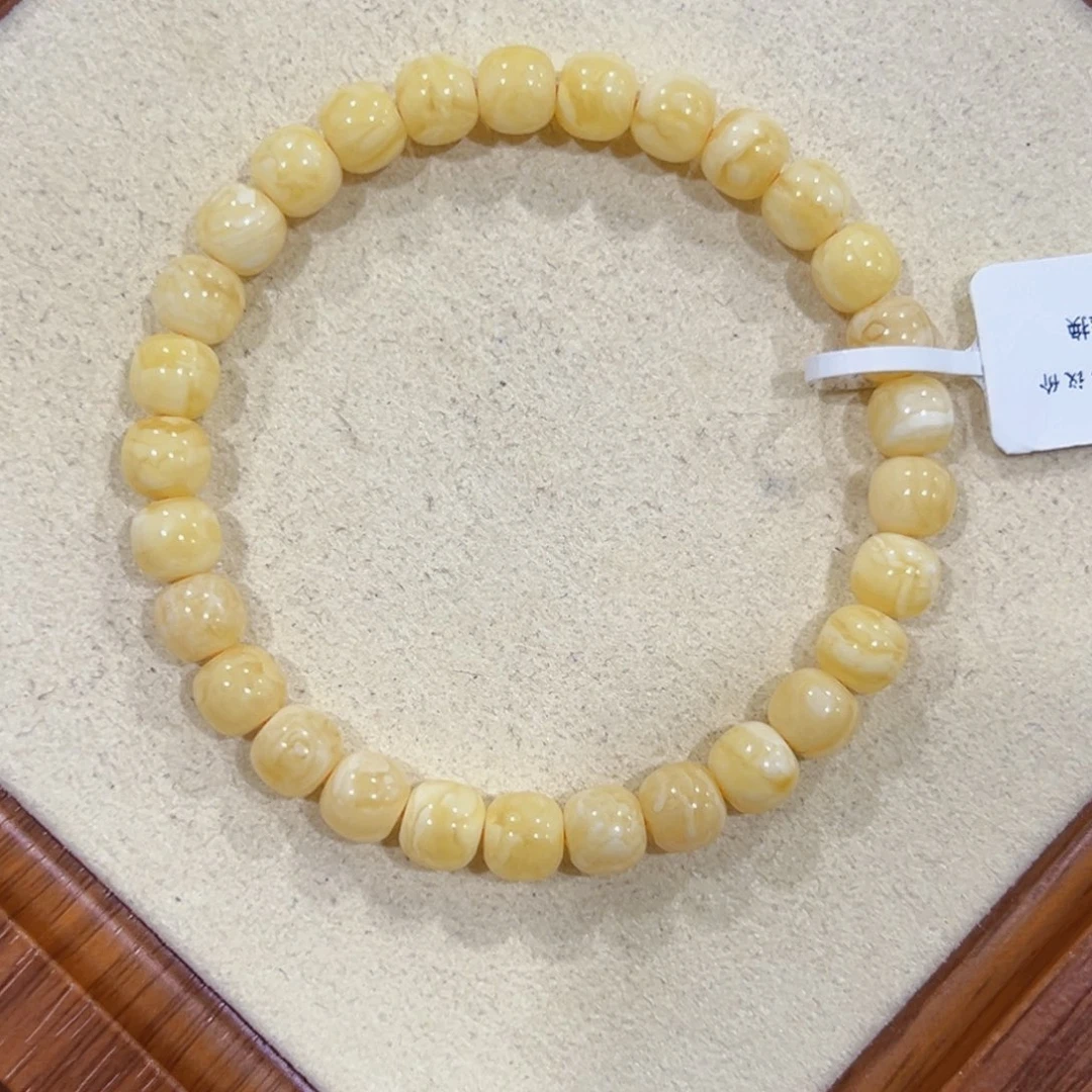 未镶嵌蜜蜡手链7m橘底浓蜡妖花