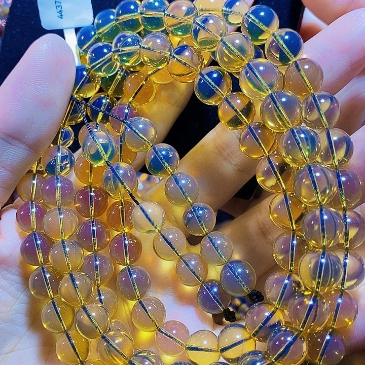 蓝珀未镶嵌珠宝奇石墨西哥蓝珀佛珠9