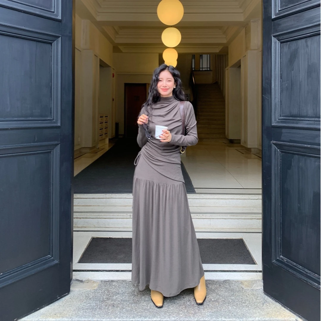 10.20十三行新品气质垂感松紧腰糯米裙显瘦长裙半身裙女秋冬83868