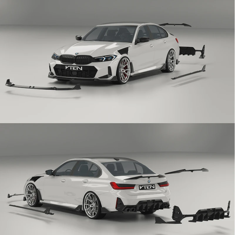 适用于23-25款宝马3系VTEN二代包围G20/G28前唇侧裙后唇改装套件