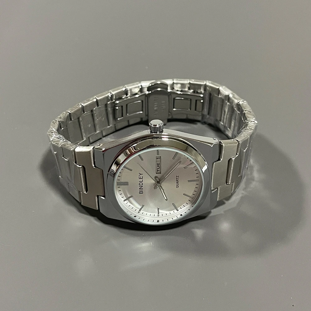 网红款男士手表时尚潮流防水双日历超薄商务休闲男款钢带石英手表