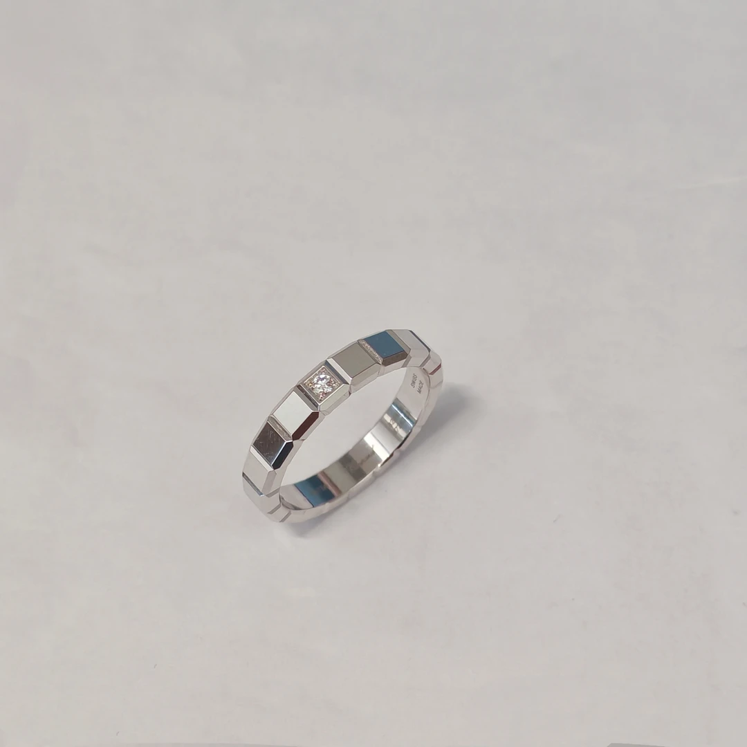 99新 Chopard/萧邦 冰块单钻戒指/K白/#59 23年盒证