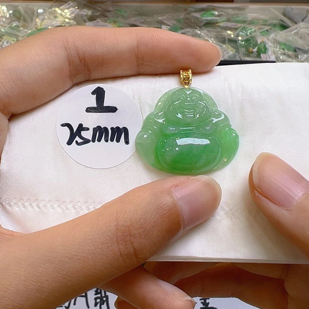 翡翠18K金镶嵌吊坠(不含链)翡翠