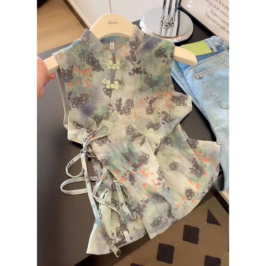 2025新中式国风盘扣气质无袖上衣背心女设计感小众漂亮小衫高级感