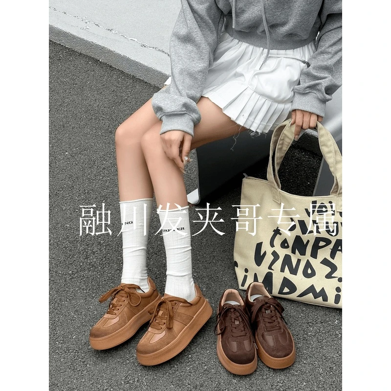 (秋色宜人)2025新款厚底深色秋款全皮休闲舒适阿甘鞋0022