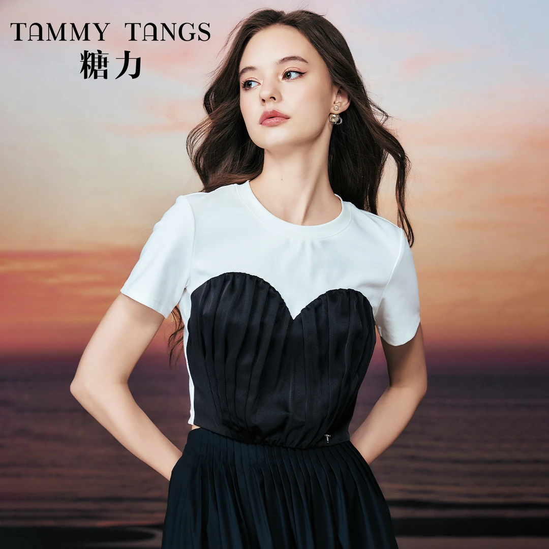 【直播专属】糖力甜酷风T恤女显瘦TWRXS47555