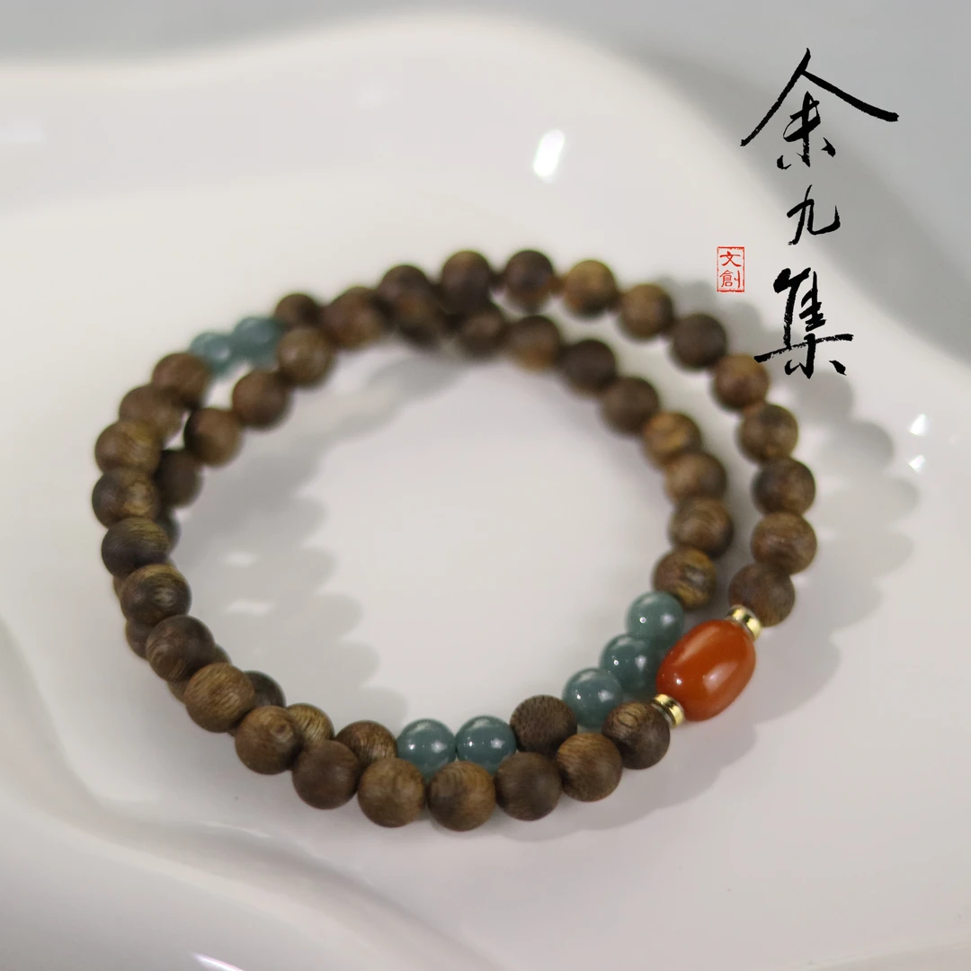 沉香ZC10A98340[原创]沉香蜜蜡双圈手串（多样性发货)