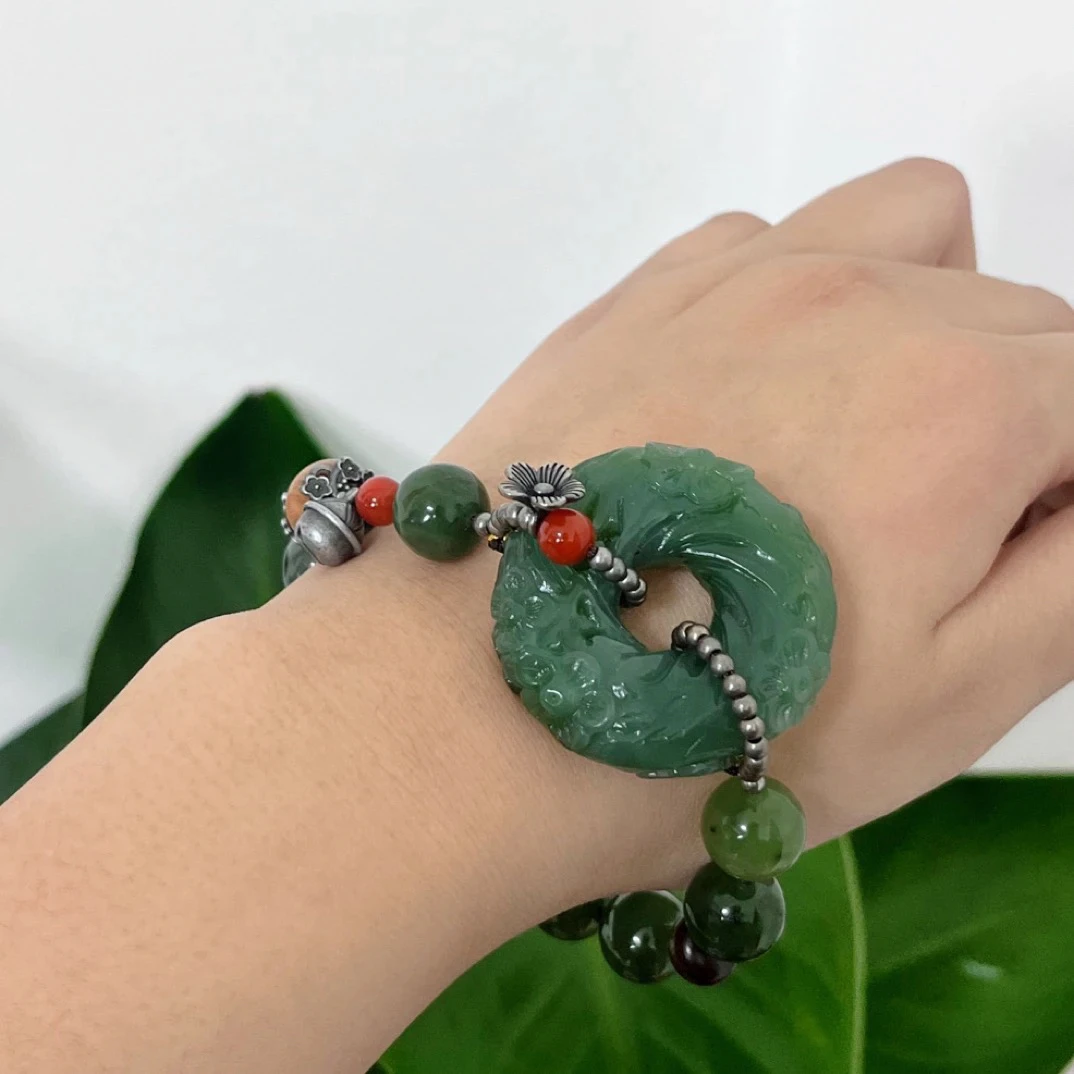 天然碧玉甜甜圈珠链