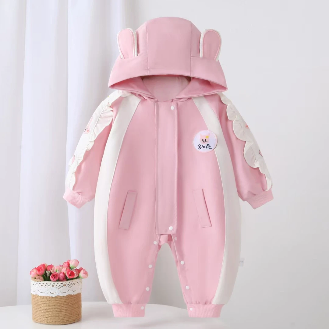 婴儿连体衣服新生儿超萌宝宝连体衣冲锋衣外套外出秋冬哈衣爬服